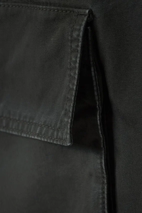 Pantalones cargo de talle bajo y pierna ancha – Caqui oscuro Pantalones cargo de talle bajo y pierna ancha – Caqui oscuro