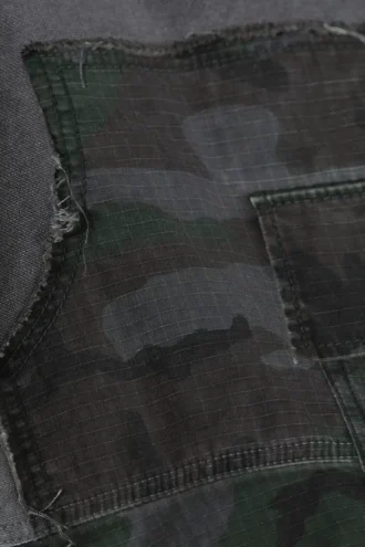 Pantalones cargo holgados con patchwork – Azul empolvado y camuflaje