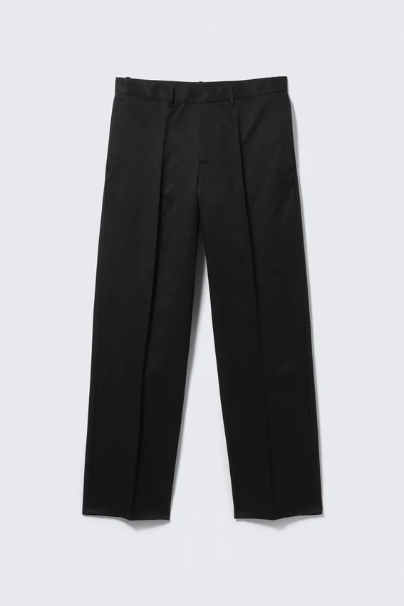 Pantalones chinos de talle medio y corte recto holgado – Negro Pantalones chinos de talle medio y corte recto holgado – Negro