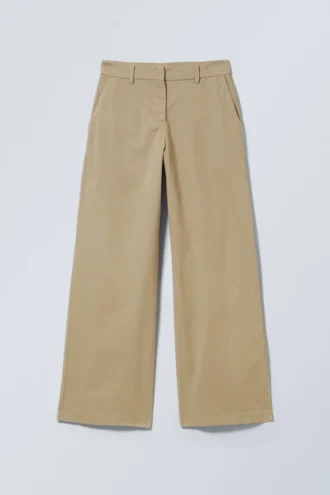 Pantalones chinos holgados de talle bajo – Beige empolvado