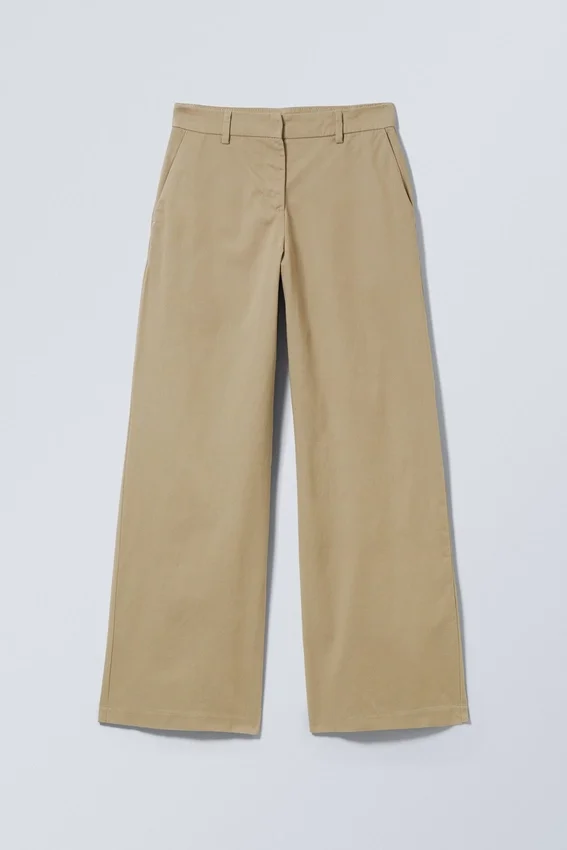Pantalones chinos holgados de talle bajo – Beige empolvado Pantalones chinos holgados de talle bajo – Beige empolvado