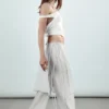 Pantalones con falda de talle medio y tachuelas – Blanco roto Pantalones con falda de talle medio y tachuelas – Blanco roto
