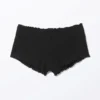 Pantalones cortos acanalados con volantes – Negro