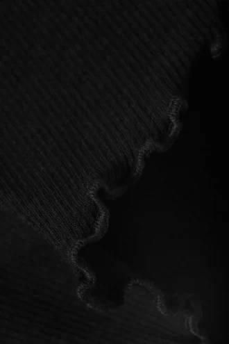 Pantalones cortos acanalados con volantes – Negro