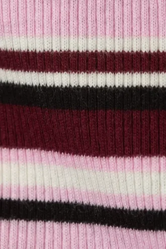 Pantalones cortos acanalados con volantes – Rayas rojo oscuro y rosa