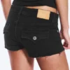 Pantalones cortos ajustados de denim de talle bajo – Negro tinta – Negro Pantalones cortos ajustados de denim de talle bajo – Negro tinta – Negro