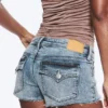 Pantalones cortos ajustados de vaquero de talle bajo – Azul fresco – Azul claro Pantalones cortos ajustados de vaquero de talle bajo – Azul fresco – Azul claro