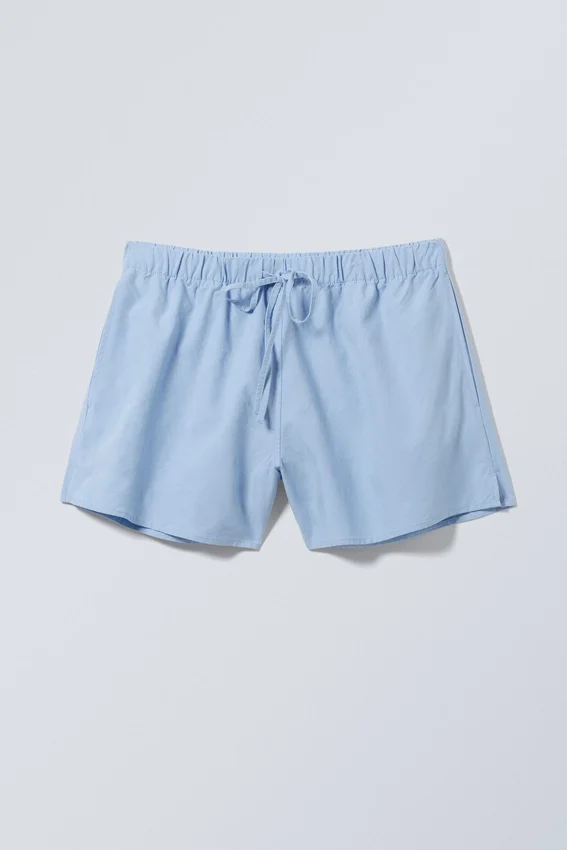 Pantalones cortos anchos lavados sin cremallera – Azul claro Pantalones cortos anchos lavados sin cremallera – Azul claro