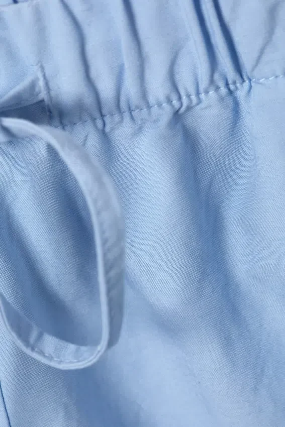 Pantalones cortos anchos lavados sin cremallera – Azul claro Pantalones cortos anchos lavados sin cremallera – Azul claro