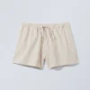 Pantalones cortos anchos lavados sin cremallera – Beige claro Pantalones cortos anchos lavados sin cremallera – Beige claro