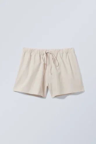 Pantalones cortos anchos lavados sin cremallera – Beige claro