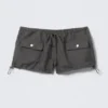 Pantalones cortos cargo con cordón – Gris oscuro jaspeado