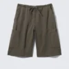 Pantalones cortos cargo de corte holgado con tejido ripstop – Dark Mole
