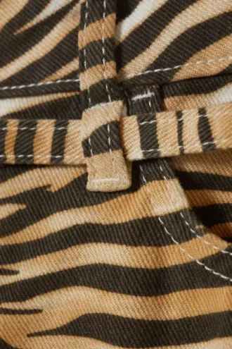 Pantalones cortos cargo de sarga de algodón de talle bajo – Rayas de tigre