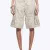 Pantalones cortos cargo holgados de talle bajo – Beige claro – Camuflaje Pantalones cortos cargo holgados de talle bajo – Beige claro – Camuflaje