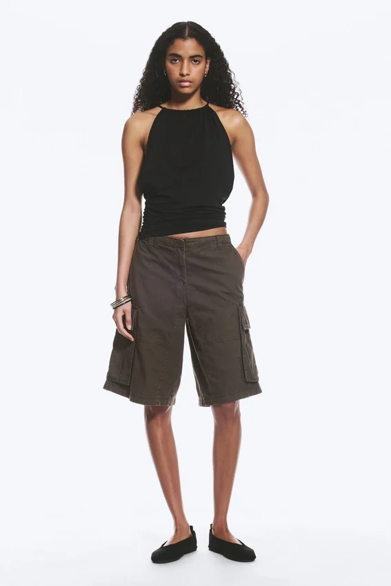 Pantalones cortos cargo holgados de talle bajo – Gris oscuro lavado Pantalones cortos cargo holgados de talle bajo – Gris oscuro lavado