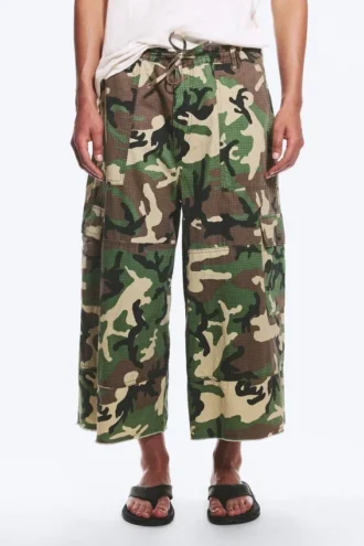 Pantalones cortos cargo largos de algodón – Camuflaje clásico