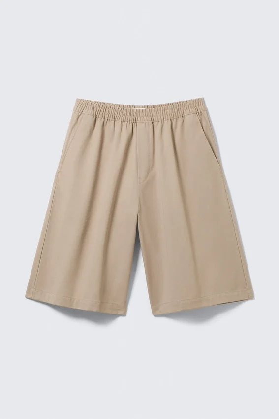 Pantalones cortos chino de corte holgado y talle medio – Beige Pantalones cortos chino de corte holgado y talle medio – Beige