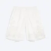 Pantalones cortos de algodón bordados hasta la rodilla – Blanco
