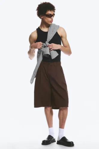 Pantalones cortos de algodón chino – Marrón oscuro