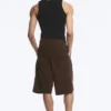 Pantalones cortos de algodón chino – Marrón oscuro Pantalones cortos de algodón chino – Marrón oscuro