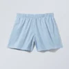 Pantalones cortos de algodón de talle bajo – Rayas azul claro