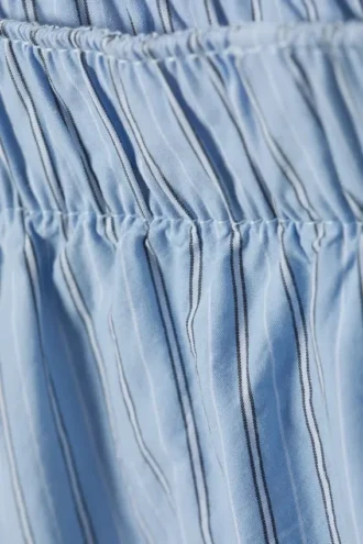 Pantalones cortos de algodón de talle bajo – Rayas azul claro
