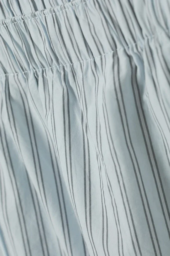 Pantalones cortos de algodón tipo bóxer holgados – Rayas azules Pantalones cortos de algodón tipo bóxer holgados – Rayas azules