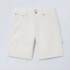 Pantalones cortos de denim de carpintero de talle bajo – Blanco polvoriento Pantalones cortos de denim de carpintero de talle bajo – Blanco polvoriento