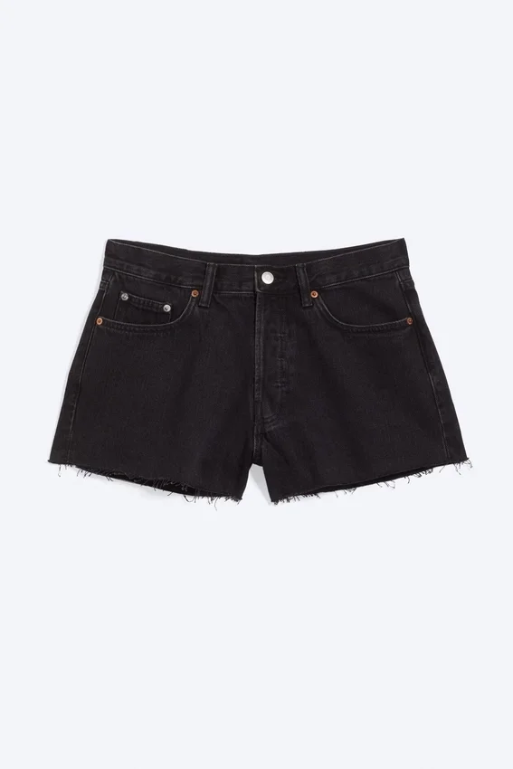 Pantalones cortos de denim holgados de tiro medio Gravity – Tuned Black – Negro Pantalones cortos de denim holgados de tiro medio Gravity – Tuned Black – Negro