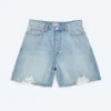 Pantalones cortos de denim holgados en color ceniza – Kimberly Worn – Azul medio Pantalones cortos de denim holgados en color ceniza – Kimberly Worn – Azul medio