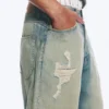 Pantalones cortos de denim largos y holgados de talle medio Void – Azul miel – Azul claro Pantalones cortos de denim largos y holgados de talle medio Void – Azul miel – Azul claro