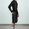 Pantalones cortos de denim recubierto, holgados y de talle bajo – Negro Pantalones cortos de denim recubierto, holgados y de talle bajo – Negro