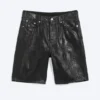 Pantalones cortos de denim recubierto, holgados y de talle bajo – Negro Pantalones cortos de denim recubierto, holgados y de talle bajo – Negro