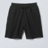 Pantalones cortos de felpa holgados – Negro Pantalones cortos de felpa holgados – Negro