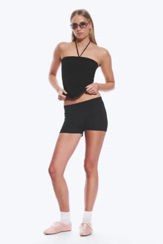 Pantalones cortos de jersey de talle bajo – Negro