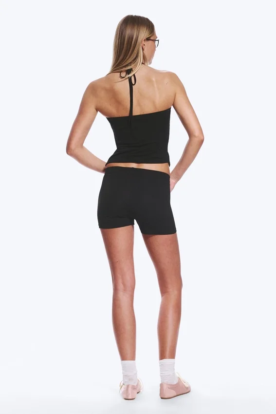 Pantalones cortos de jersey de talle bajo – Negro Pantalones cortos de jersey de talle bajo – Negro