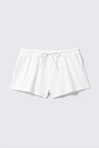 Pantalones cortos de jersey de talle medio – Blanco