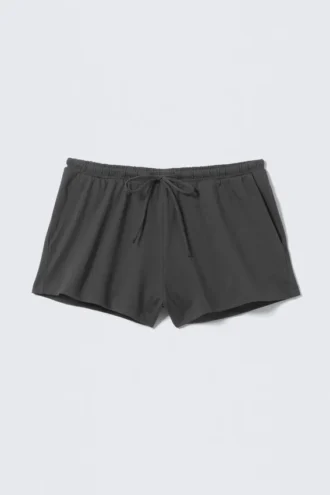 Pantalones cortos de jersey de talle medio – Gris oscuro