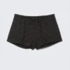 Pantalones cortos de jersey sin cremallera – Rayas negras y grises