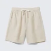 Pantalones cortos de lino de corte holgado con cordón – Crudo Pantalones cortos de lino de corte holgado con cordón – Crudo