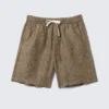 Pantalones cortos de lino de corte holgado con cordón – Marrón oscuro jaspeado Pantalones cortos de lino de corte holgado con cordón – Marrón oscuro jaspeado