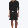 Pantalones cortos de lino holgados con cordón – Negro Pantalones cortos de lino holgados con cordón – Negro