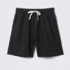 Pantalones cortos de lino holgados con cordón – Negro Pantalones cortos de lino holgados con cordón – Negro