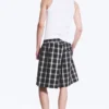 Pantalones cortos de mezcla de lino – A cuadros negros Pantalones cortos de mezcla de lino – A cuadros negros