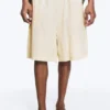 Pantalones cortos de mezcla de lino – Beige claro Pantalones cortos de mezcla de lino – Beige claro