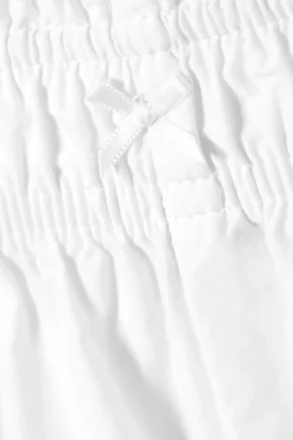 Pantalones cortos de pijama de popelín de algodón de talle medio – Blanco