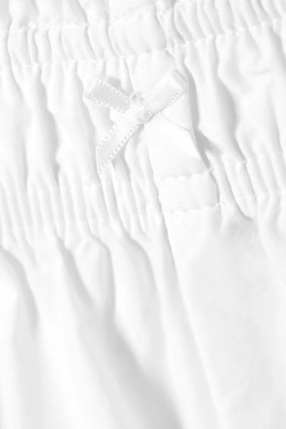 Pantalones cortos de pijama de popelín de algodón de talle medio – Blanco Pantalones cortos de pijama de popelín de algodón de talle medio – Blanco