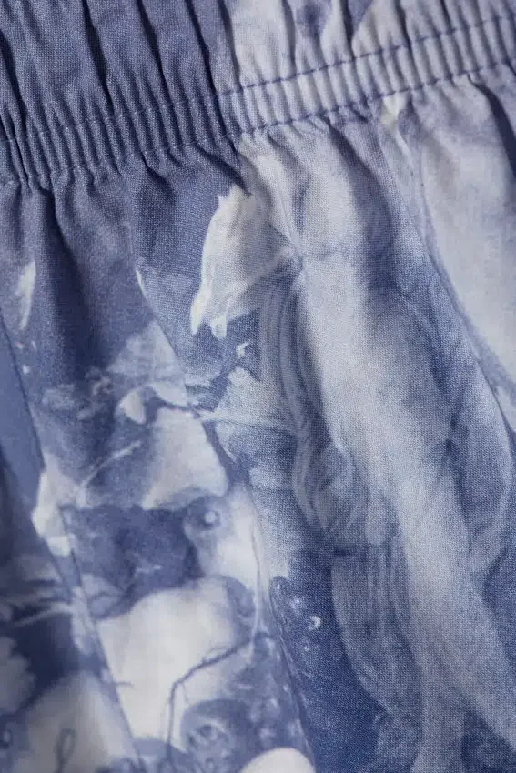 Pantalones cortos de pijama de popelín estampado de talle medio – Azul – Collage barroco Pantalones cortos de pijama de popelín estampado de talle medio – Azul – Collage barroco