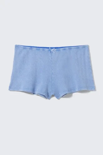 Pantalones cortos de pijama de punto calado suave – Azul empolvado